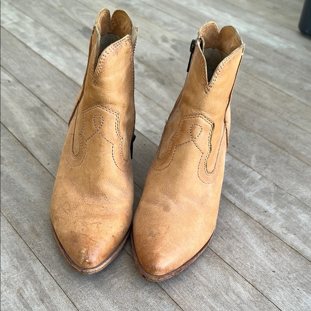 Frye Tan Ankle Booties with Suede Finish- PERFECT FOR FALL!
